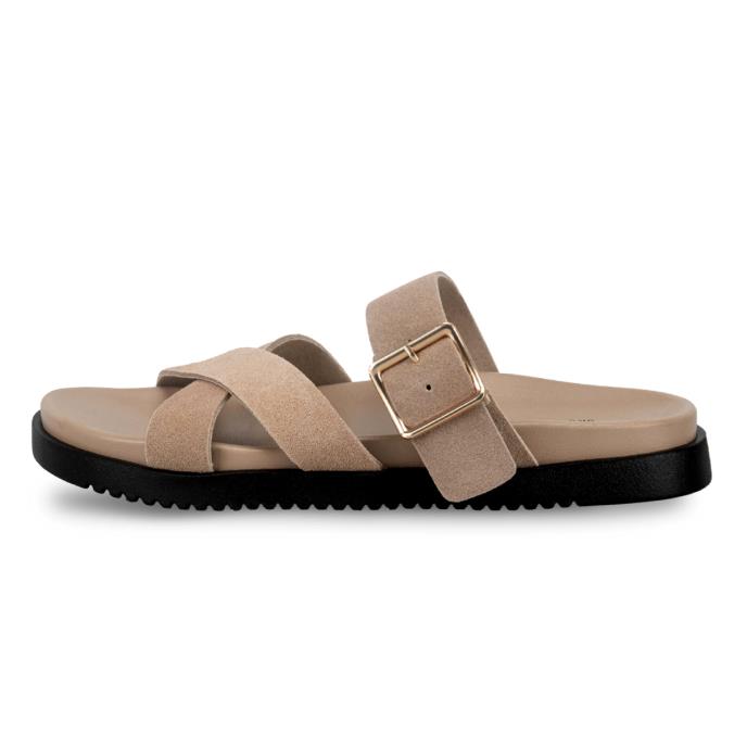 totes® Ladies Suede Cross Strap Sandal Sand Extra Image 3
